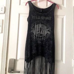 Charcoal grey “Wild Spirit” fringe dress
